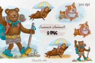 Hand Drawn Summer Animals Clipart Graphic by VaraNa Art · Creative Fabrica