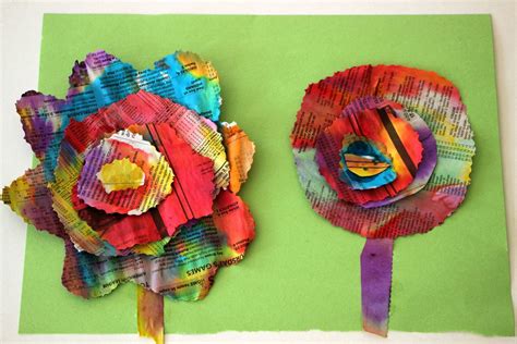 Recycled Newspaper Flower Craft for Kids