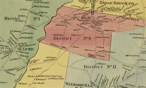 Historic landowners map of East Windsor, Connecticut from 1869 - CT ...