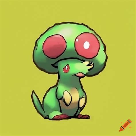 Breloom pokémon with green mushroom head and red claws on Craiyon