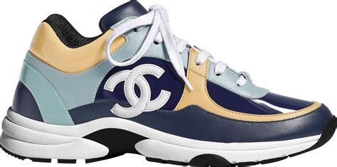 Chanel Navy, Yellow, & Light Blue CC Sneakers (SS18) | INC STYLE