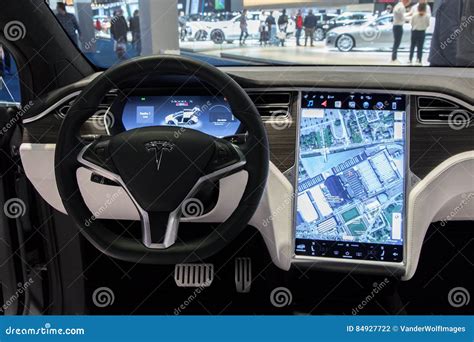 Tesla Model X dashboard editorial photography. Image of motorshow ...