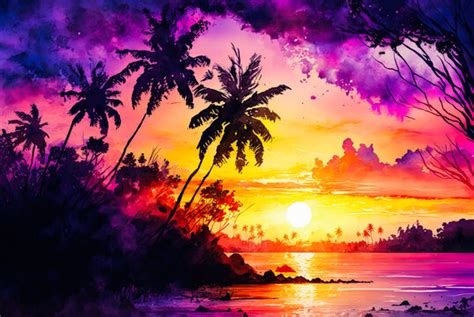 Watercolor Sunset Palm Tree Images – Browse 2,253 Stock Photos, Vectors ...