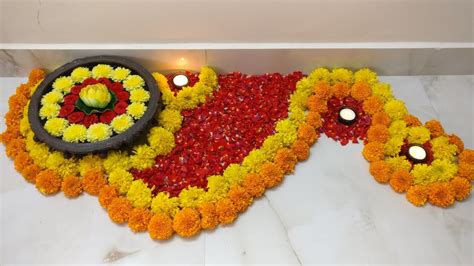 Flower Rangoli Designs For Corner | Best Flower Site