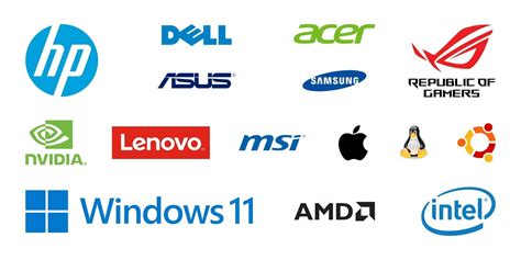 Computer Brand Logos. International technology editorial Icons ...