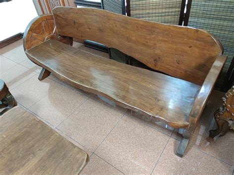 Long Bench Chair Thick Solid Acacia Wood, Furniture & Home Living ...