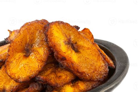 Deep fried ripe plantain slices isolated in white background 26370697 ...