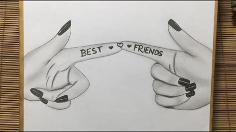 Friendship Day Drawing // How to Draw Best Friends Hand ( Step by Step ...