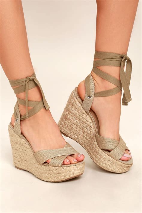 Esme Natural Lace-Up Espadrille Wedges | Lace up espadrille wedges ...