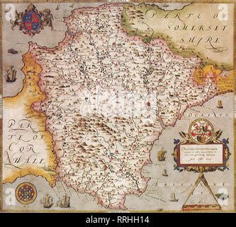 Map of Devonshire, England 1575 Stock Photo - Alamy