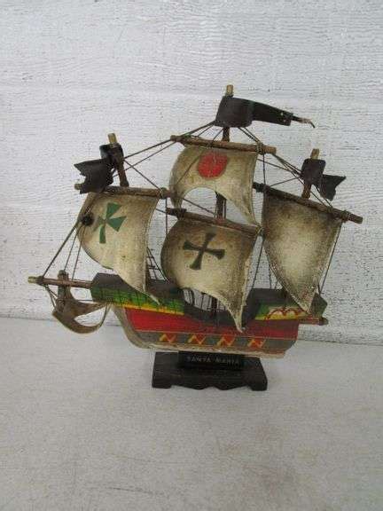 Nina, Pinta & Santa Maria Wood & Cloth Ship Models - Oberman Auctions