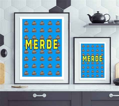 Merde Poop Emoji A3 A4 Matte Art Print. Funny Humorous Wall Art Home ...