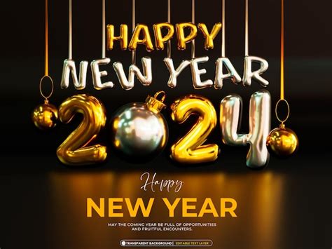 Premium PSD | Happy New Year 2024 Banner Design 3d Render Concept