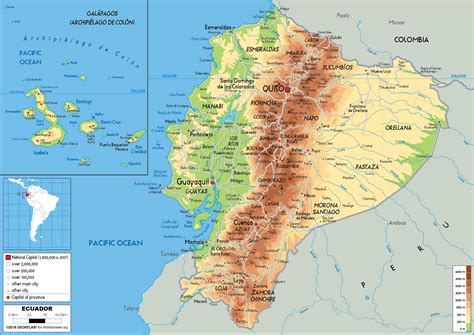 Ecuador Map (Physical) - Worldometer