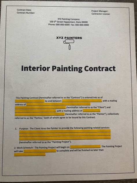 Painting Company Contract agreement painter template proposal - Etsy