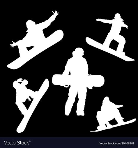 White silhouette of a man with snowboard Vector Image