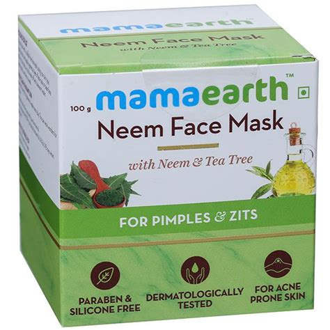 Buy Mamaearth Neem Face Mask with Neem & Tea Tree for Pimples & Zits ...