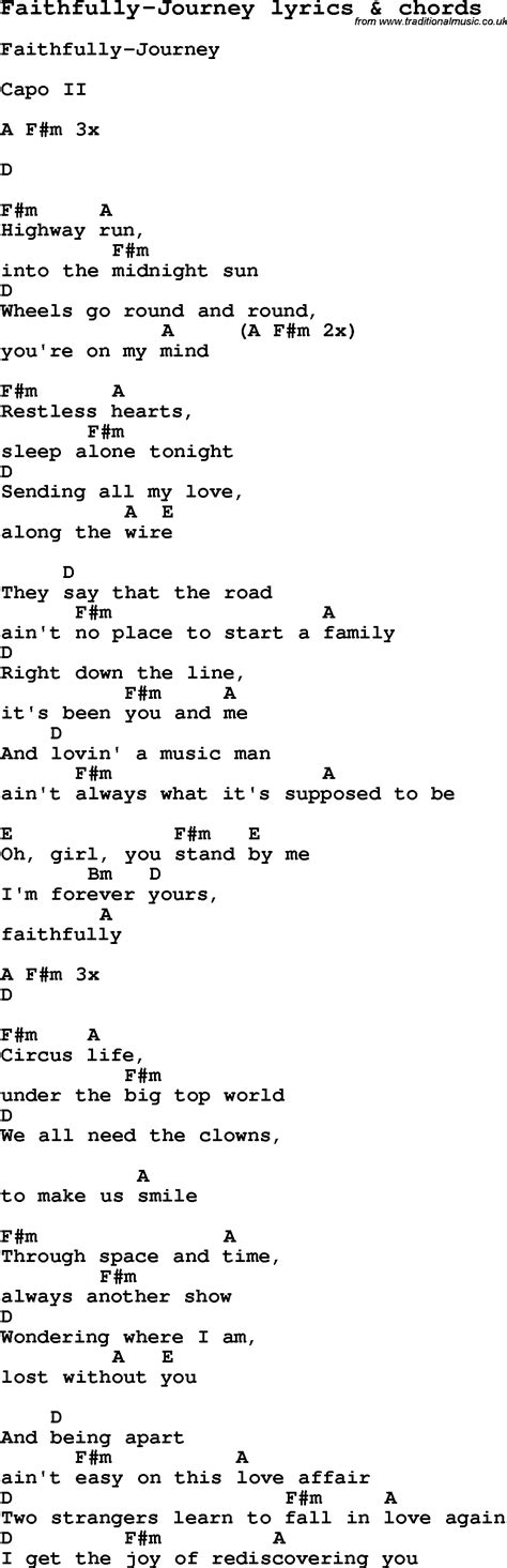 Love Song Lyrics for:Faithfully-Journey with chords.