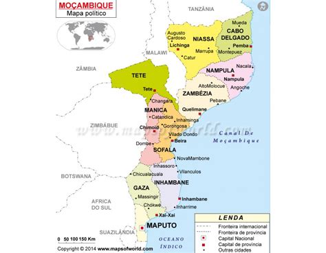 Buy Mozambique Map in Portuguese