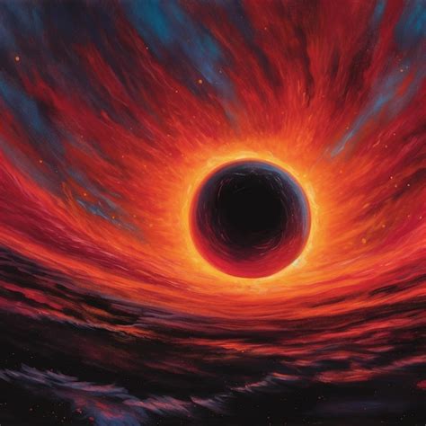 Premium AI Image | A painting of a black hole in a red sky