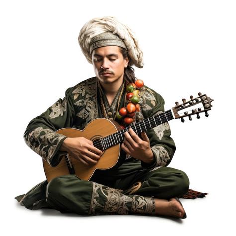 Premium AI Image | Traditional Tajik Man with Rubab Instrument