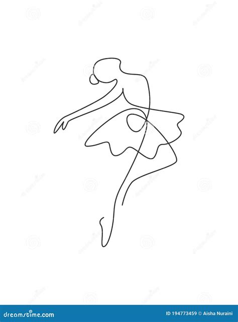 One Single Line Drawing Woman Ballerina Vector Illustration. Minimalist ...