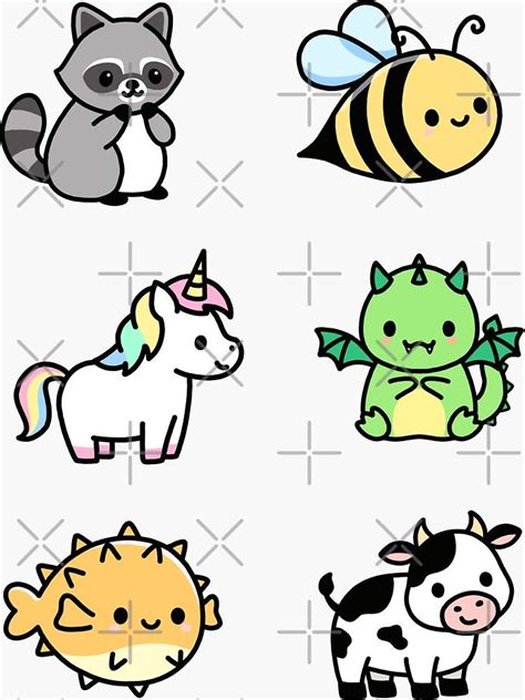 "Cute Animal Sticker Pack 5" Sticker for Sale by littlemandyart | Cute ...