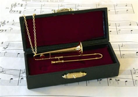 Trombone Necklace in Case Music Gift Trombone Jewellery