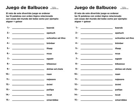 Juego de Baby Shower de Balbuceo para imprimir en PDF 2024