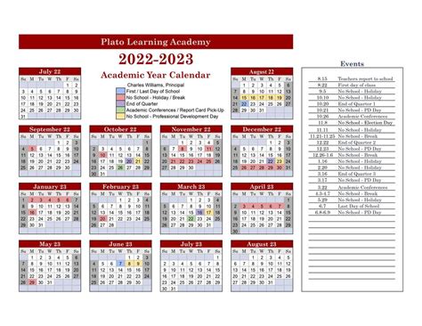 Calendar & Events - PLATO LEARNING ACADEMY