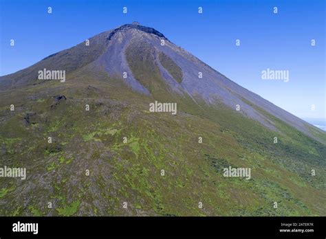 Aerial View of Mount Pico, Ponta do Pico, Mount Pico is the highest ...