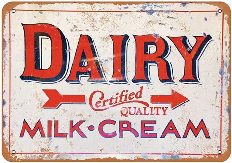 Dairy Certified Quality Milk and Cream Vintage Aluminum Metal Signs Tin ...