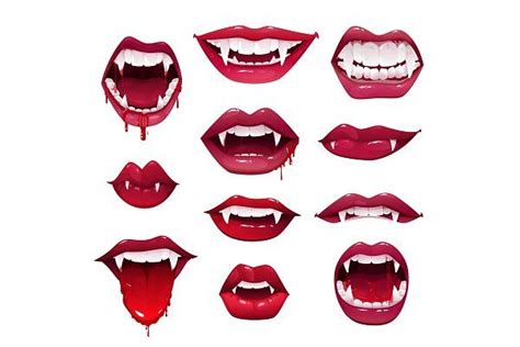 Vampire mouths and teeth set | Dientes de vampiro, Dibujo de sonrisa ...