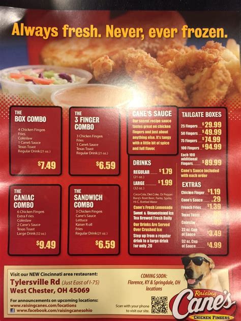 Raising Cane's Menu And Prices - 02/2022