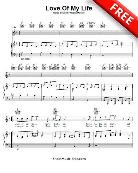 Love Of My Life Sheet Music Queen | Sheet music, Piano sheet music ...