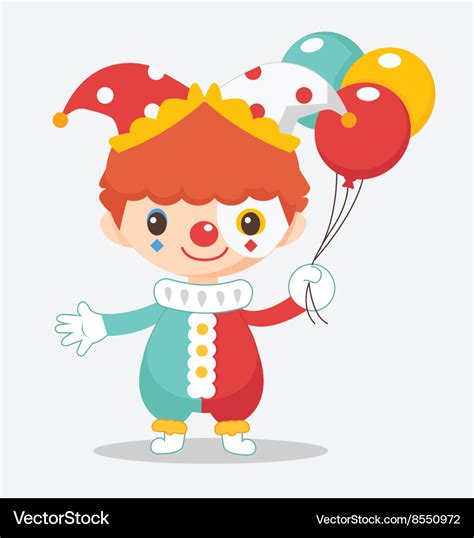 Cute clown with balloon Royalty Free Vector Image