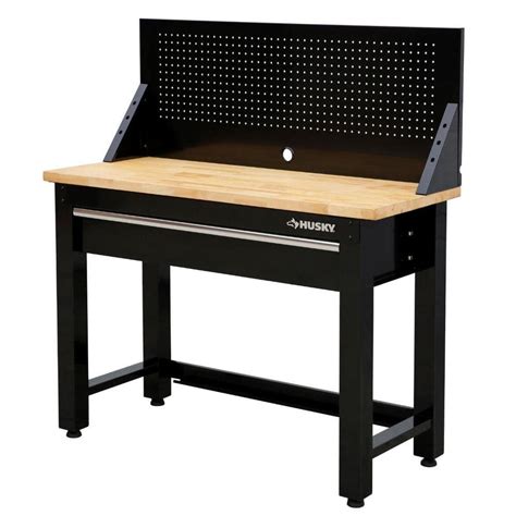 Reviews for Husky 4 ft. Solid Wood Top Workbench in Black with Pegboard ...