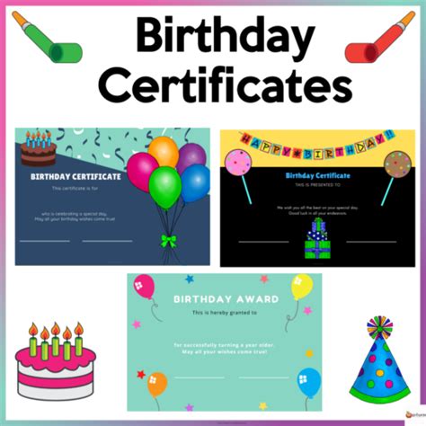 Editable Birthday Certificates - Australian Teachers Marketplace