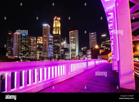 Singapore CBD Skyline at Night Stock Photo - Alamy