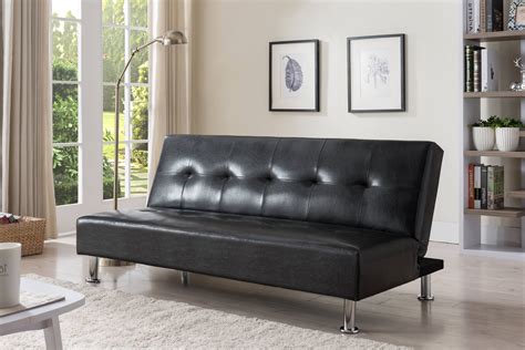 Lane Black Faux Leather Klick Klak Sofa Futon Bed, Transitional ...