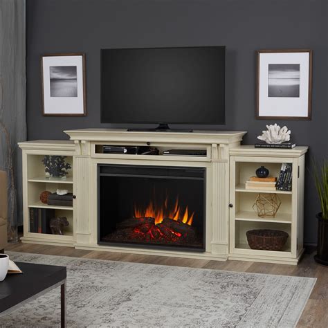 Electric Grand Fireplace Distressed White | Fireplace entertainment ...