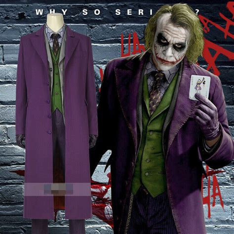 Batman The Dark Knight Heath Ledger Joker Fancy Dress Costume Full Set ...