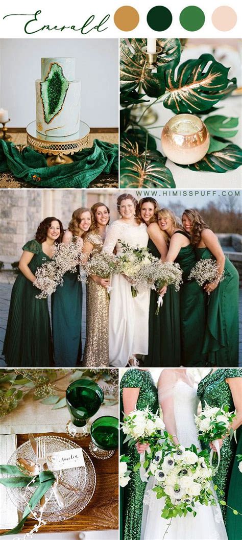 14 Dark Green Emerald Wedding Colors & Palettes | Emerald bridesmaid ...