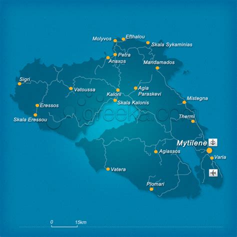 Map of Lesvos island, Greece - Greeka.com