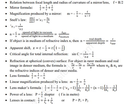 Neat Wave Optics Formula Pdf Trigonometry Formulas For Class 12