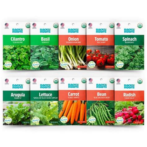 Back to the Roots Organic Beginner's Vegetable Garden Seeds Variety (10 ...