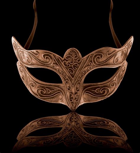 Venetian Metallic Masquerade Ball Mask - Copper - Steampunk - CoTa Global