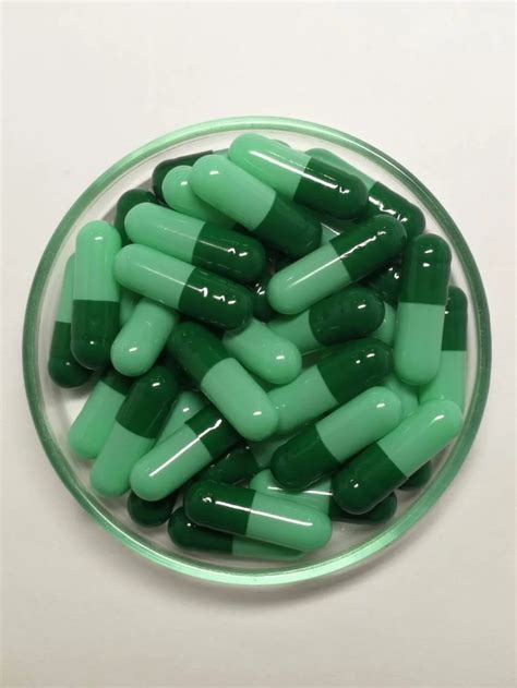 (320,000pcs/pack) Size 1# Dark Green/Light Green Color Gelatin Capsule ...