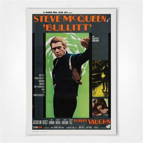 Steve McQueen, Bullitt - Italian Film Poster - 1968 Grey