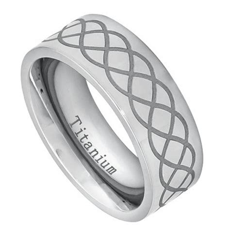 Titanium Ring with Laser Engraved Infinity Design - Tungstenjeweler.com